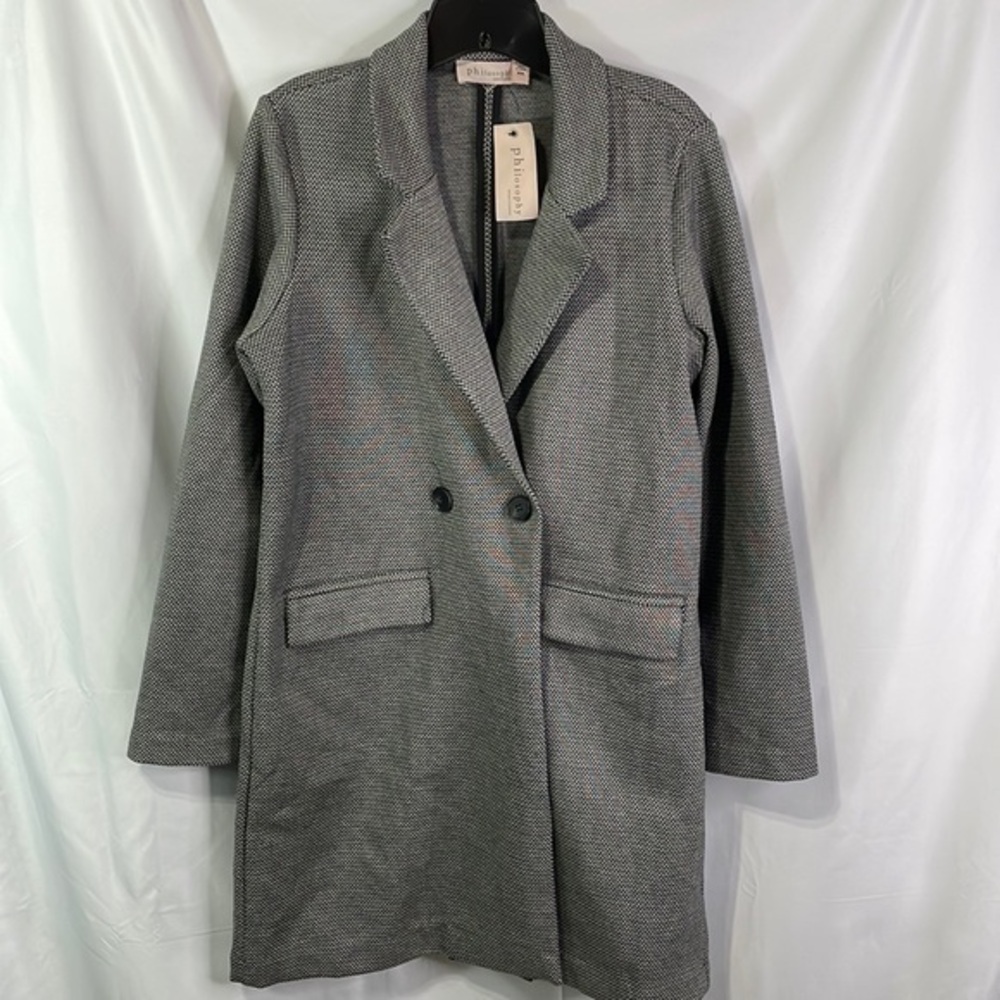 NWT Philosophy knit double breasted long blazer: